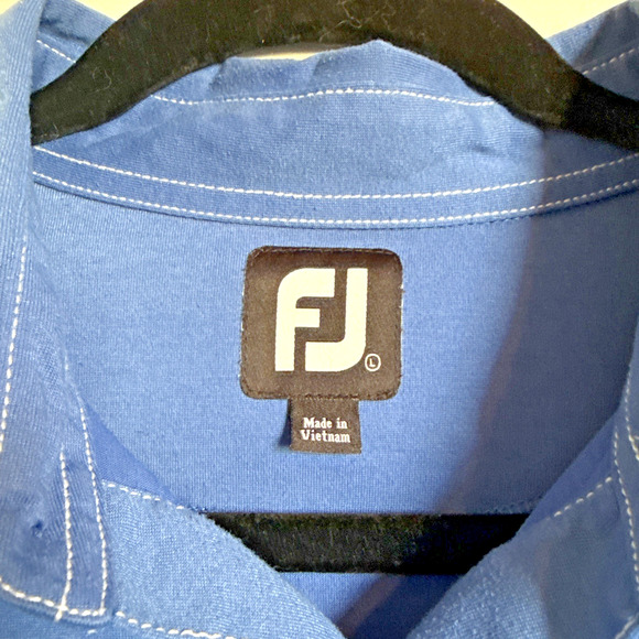 FootJoy Short Sleeve Golf Polo Shirt Men's Blue Size Large L FJ Contrast Stitch - Picture 2 of 11